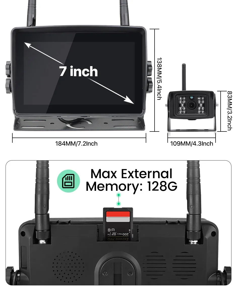  7 ġ AHD  ġ ũ DVR ڵ IR Ʈ    ī޶, 4CH WiFi , Ʈ ƮϷ  RV
