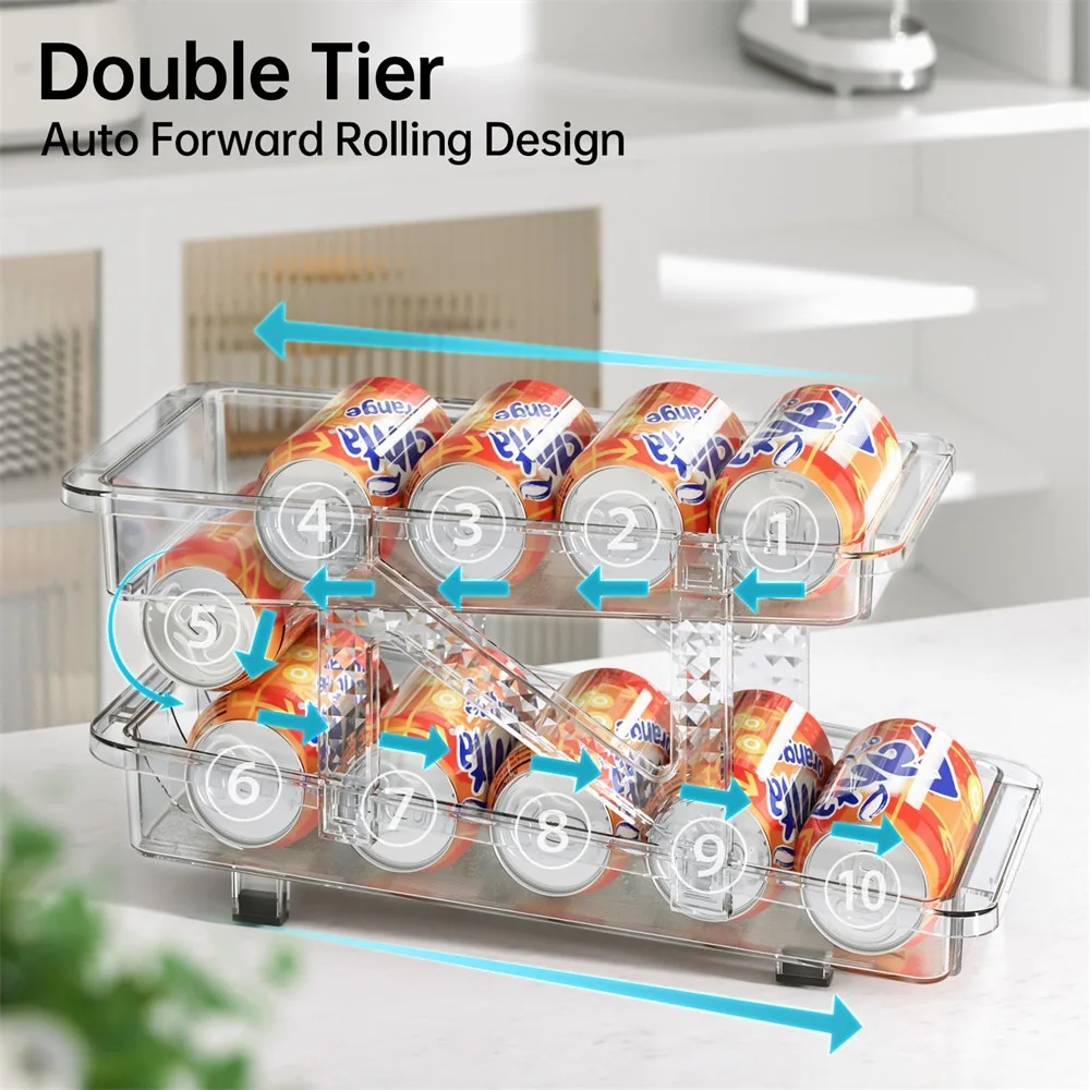 Refrigerator Soda Can Organizer Canned Automatic Rolling Can Storage Box  Food Bin Stackable Dispenser Scalable Fridge Beverage - AliExpress