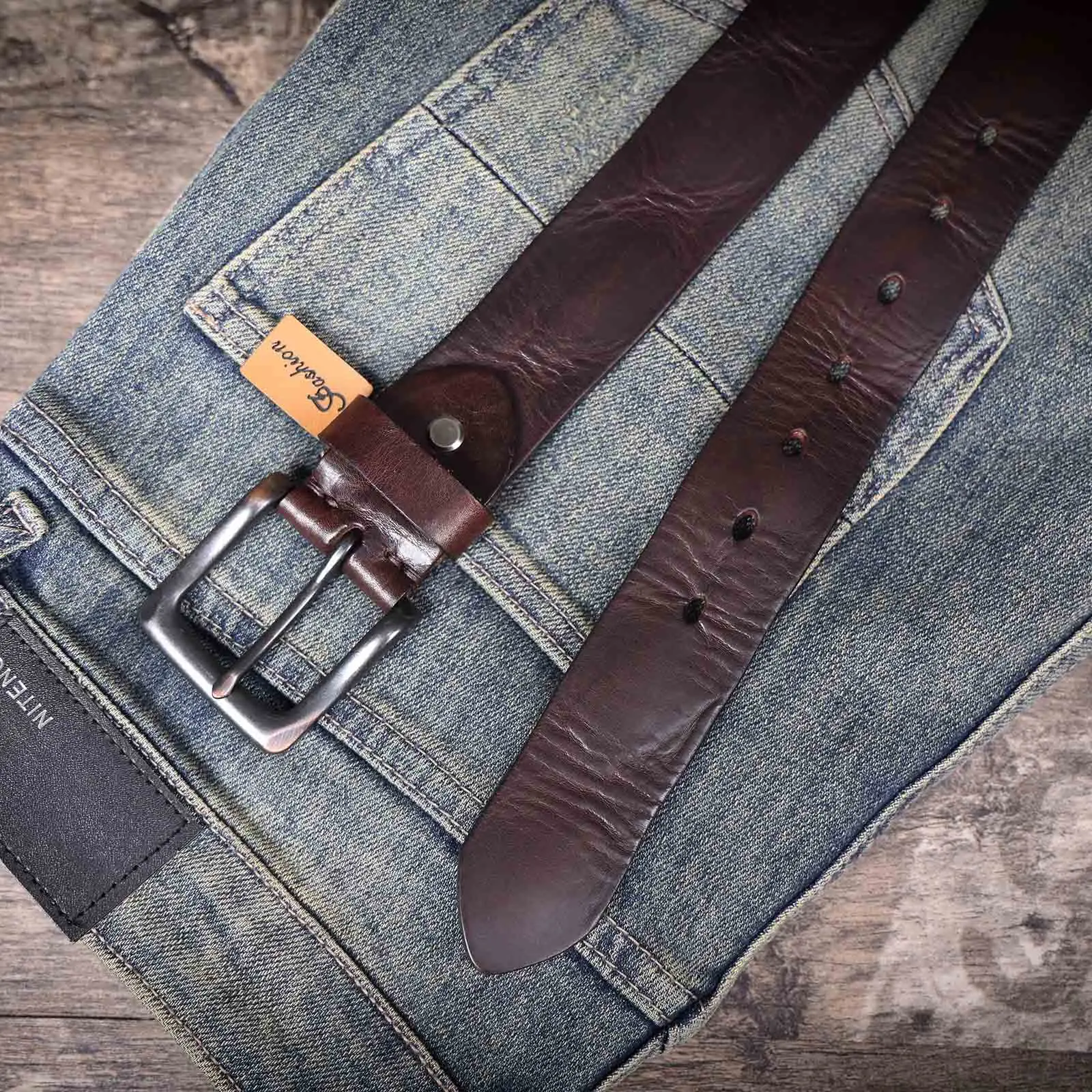 Genuine leather belt cowhide time fine belt COWHIDE Leather Belt 100% Genuine Full Grain Cowhide Belts  main image 3