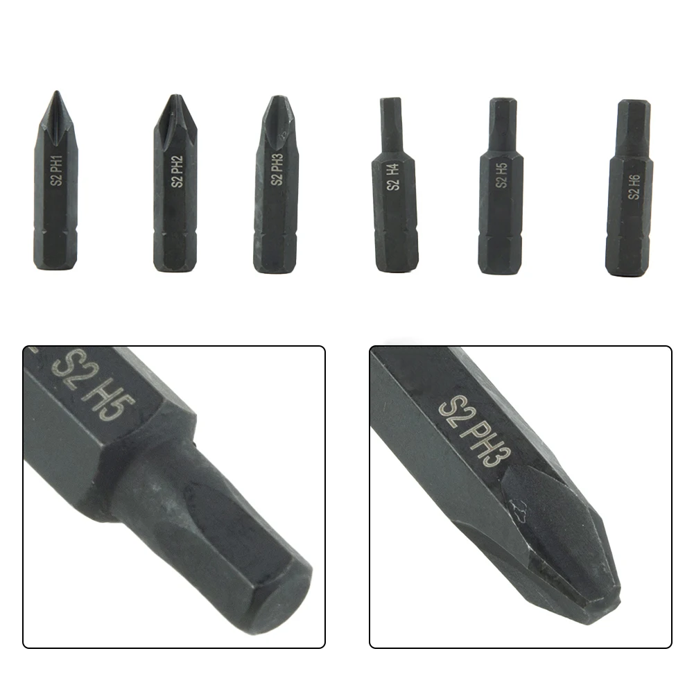 

6pcs/set 8mm Hexagon Hex Shank Impact Screwdriver Bits Alloy Steel Magnetic Screw Driver Bits For Manual Electric Screwdriver