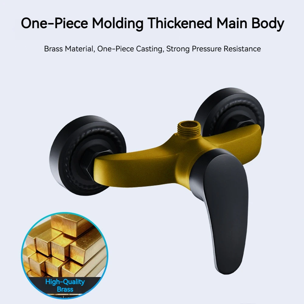 Stenoc Simplicity Black Finish Brass Shower Faucet Mixer Valve Wall Mounted Triple Bathtub Faucet Hot And Cold Water Mixer Tap 2