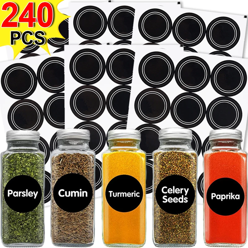 

Kitchen Spices Jars Stickers Labels for Food Storage Bottle Organizer Erasable Label Home Jar Bottles Tags Blackboard Sticker