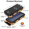20000mAh Solar Panel PowerBank Case Charge Storage Box Dual USB Power Bank Shell SOS Light Flashing Light Compass Power Bank Box 5