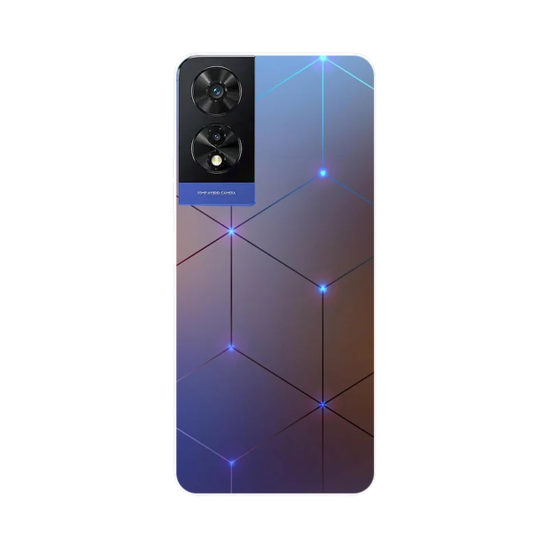 BUNAL Cover In Silicone Morbido Per TCL 505 (6.75") - Custodia Antiurto Sottile E Leggera Con Design Città Fantastica - Nero