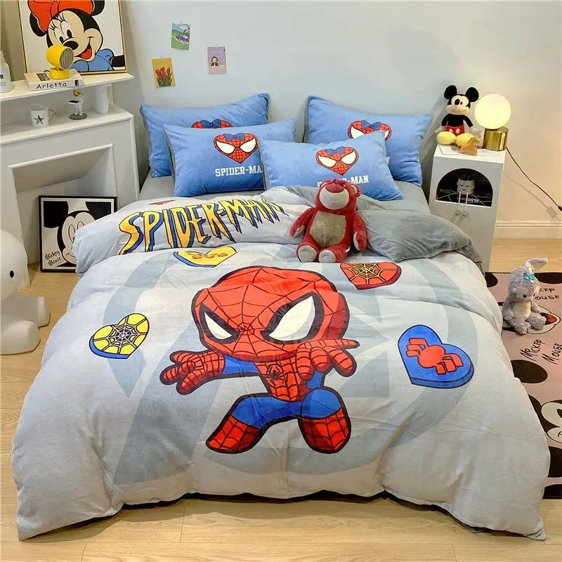 

Spider-Man Elsa Princess Snow White Animation Cartoon Cute Plush Four-piece Set Creative Children's Bedsheet Quilt Cover Gift
