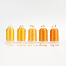 Premium Polyester Embroidery Thread Set - 4/5 Vibrant Colors, 500m Spools (5 Yellow Colors)