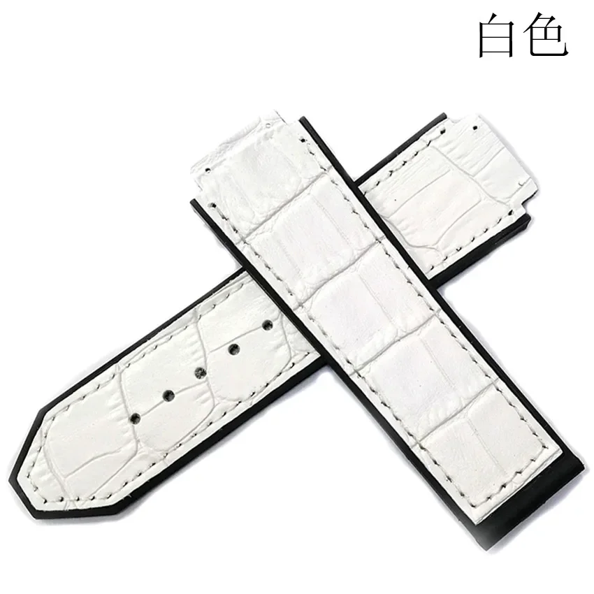 Elegant Leather and Silicone Sport Watch Strap - Fashion Accessory
