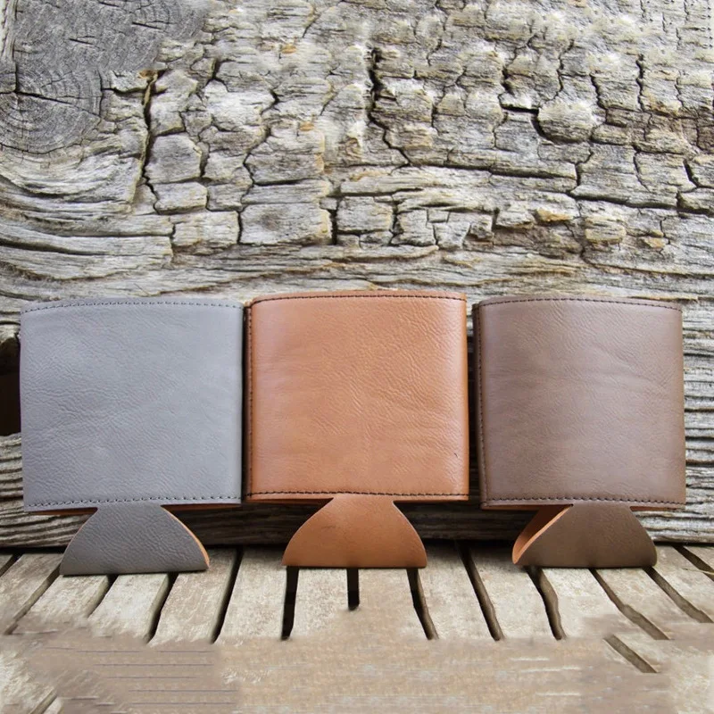 3pcs PU Leather Cooler Covers for Beer,Desktop storage, Slim Can and Bottle, Coolers Holder, Non-Slip Cooler Sleeves
