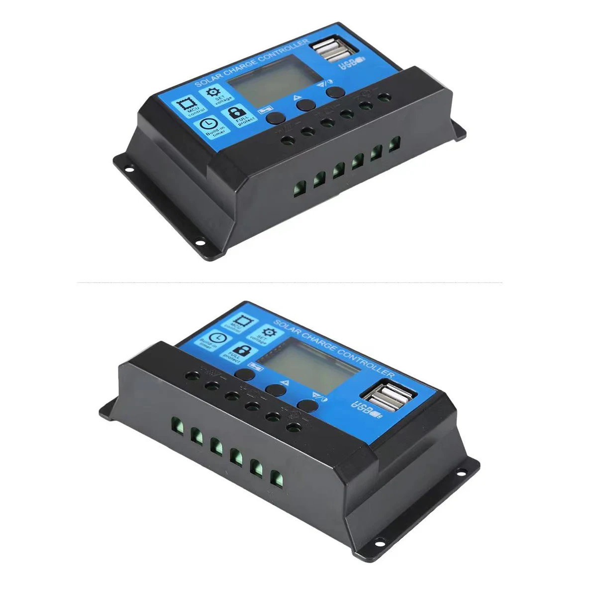 30A/20A/10A 12V 24V Auto Solar Charge Controller PWM LCD Dual USB 5V Output