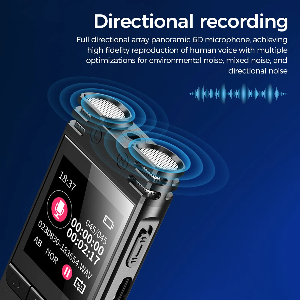 New Digital Voice Recorder With Playback Voice Activated Color Screen Sound Audio Recorder For Interview/Meeting/Class HIFI MP3