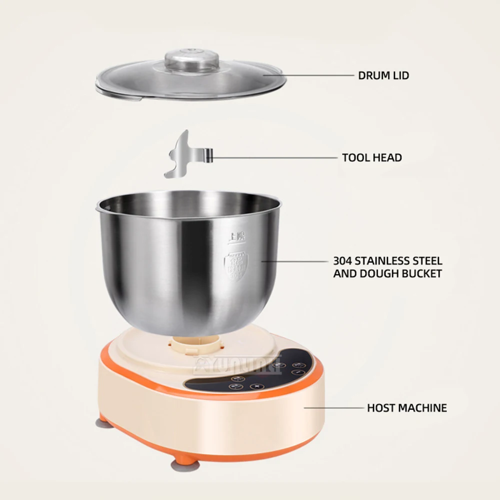 Intelligent Electric Dough Mixer Stainless Steel Food Mixer Automatic Flour Fermenting Misturador De Massa De Pão 6