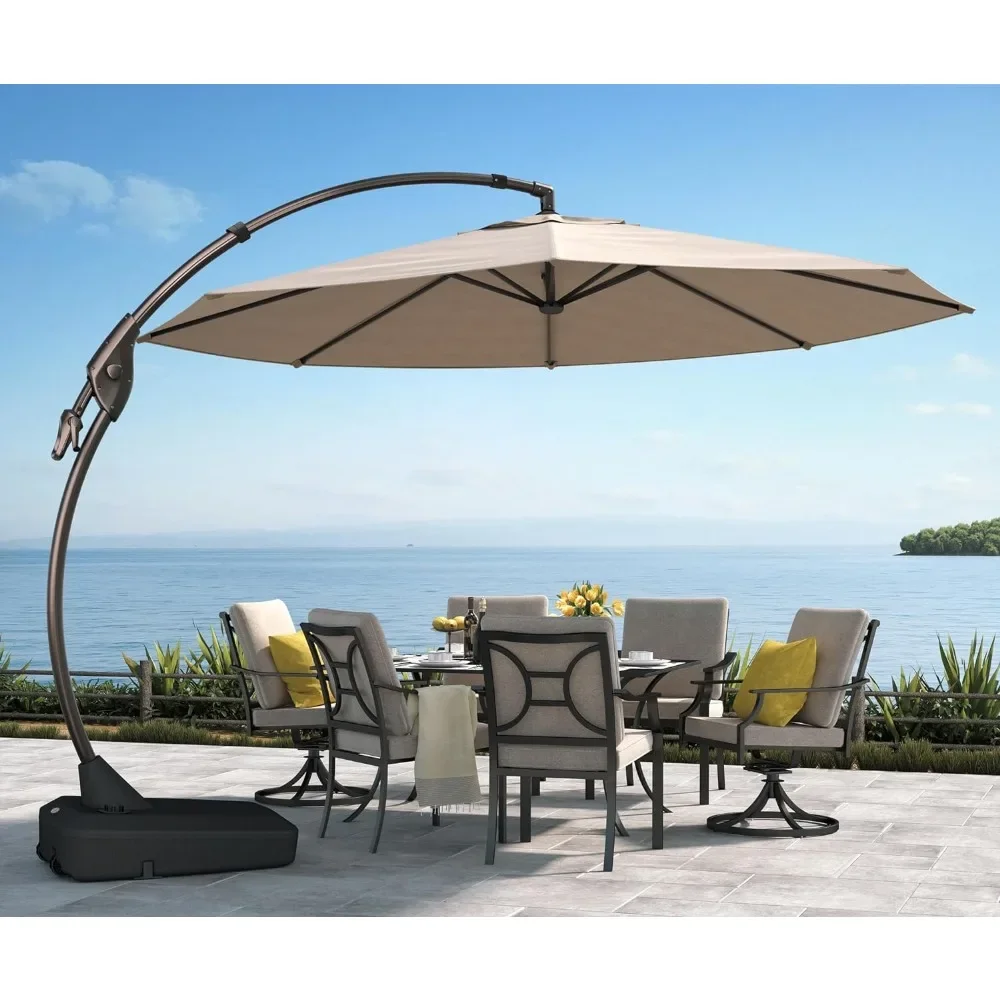 

Patio Umbrella, Curvy Aluminum Cantilever Umbrellas with Base, Round Large Offset Umbrellas for Garden Deck Pool, Patio Umbrella