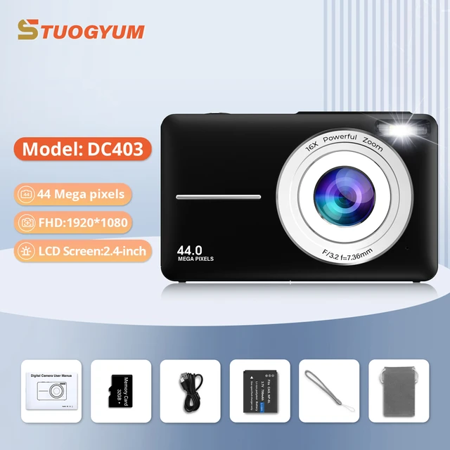 Digital Camera Kids Camera FHD 1080P 44MP Vlogging Camera with 16X Digital  Zoom Portable Mini Digital Camera for Kids Teens Seniors with 32GB Card