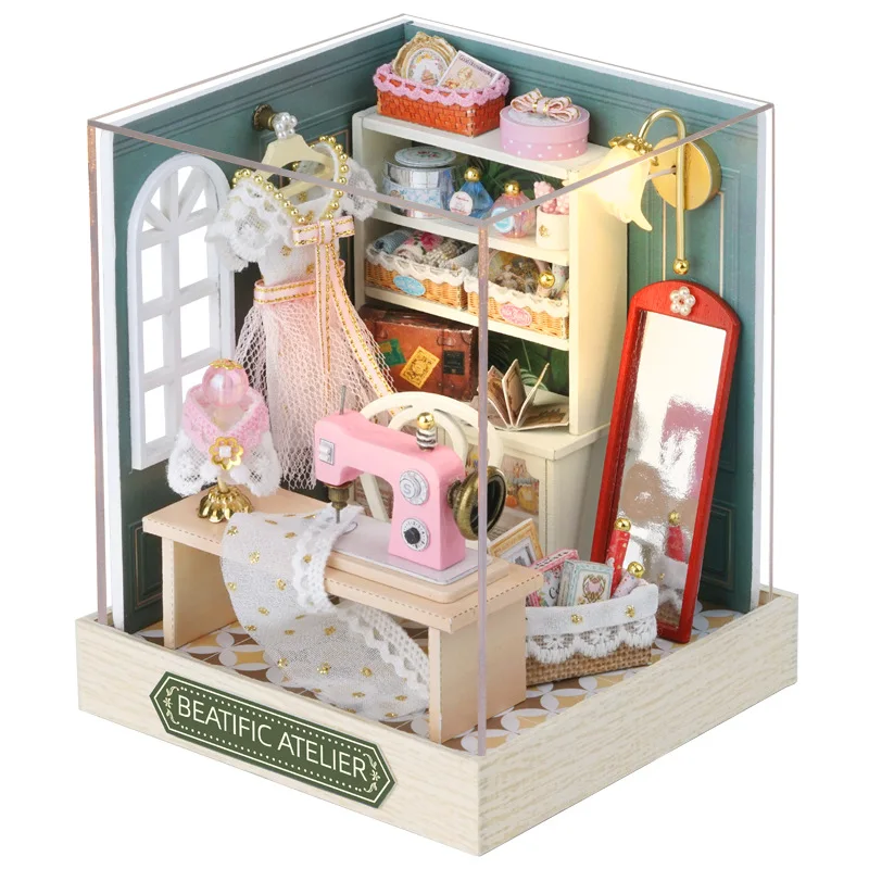 Deluxe Milk Tea Dollhouse DIY Kit: Handmade 3D Puzzle and Wooden Crafts