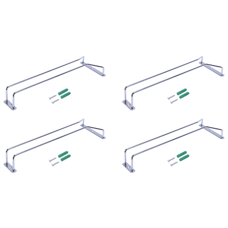 

4X Glass Wine Champagne Cup Hangers Rack Holder With Screws (Silver)
