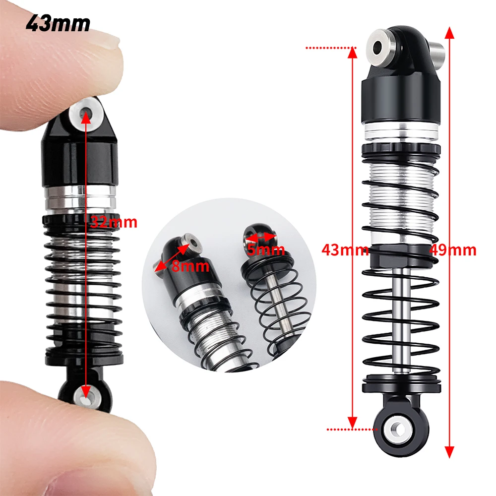 AXSPEED 4개 알루미늄 33/36/38/43/48mm 오일 쇼크 업소버 댐퍼 (Axial SCX24 Deadbolt C10 Wrangler Gladiator Bronco 1/24 RC 자동차용)
