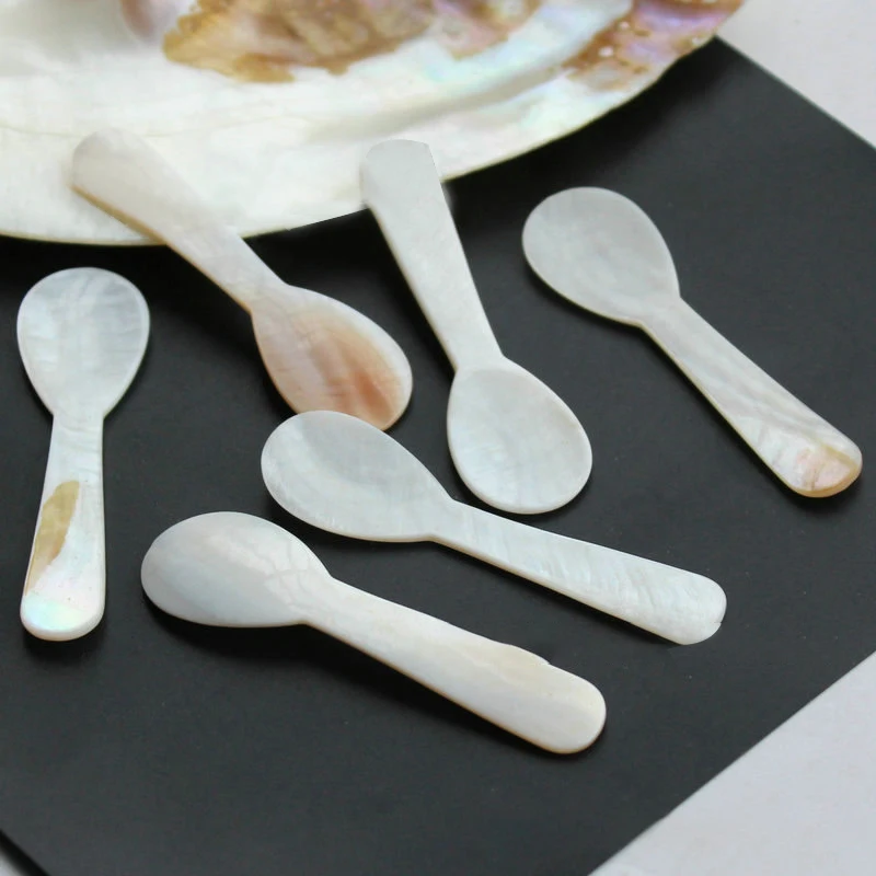 Natural Conch Shell Spoon 72Mm Condiment Spoon Coffee Caviar Dessert Spoons Small Teaspoon Crafts 10/1Pcs