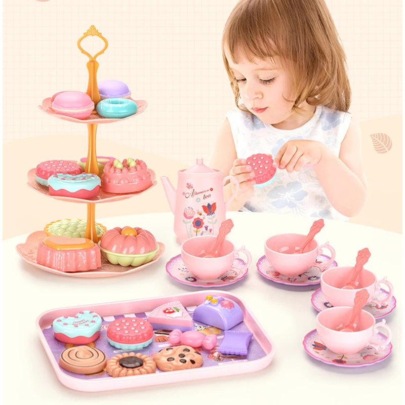 Pretend Food Toys Pretend Kitchen Toys Kitchen Toys Tea Set Toy Girls Toys DIY Pretend Play Toy Simulation Tea Food Cake Set Play House