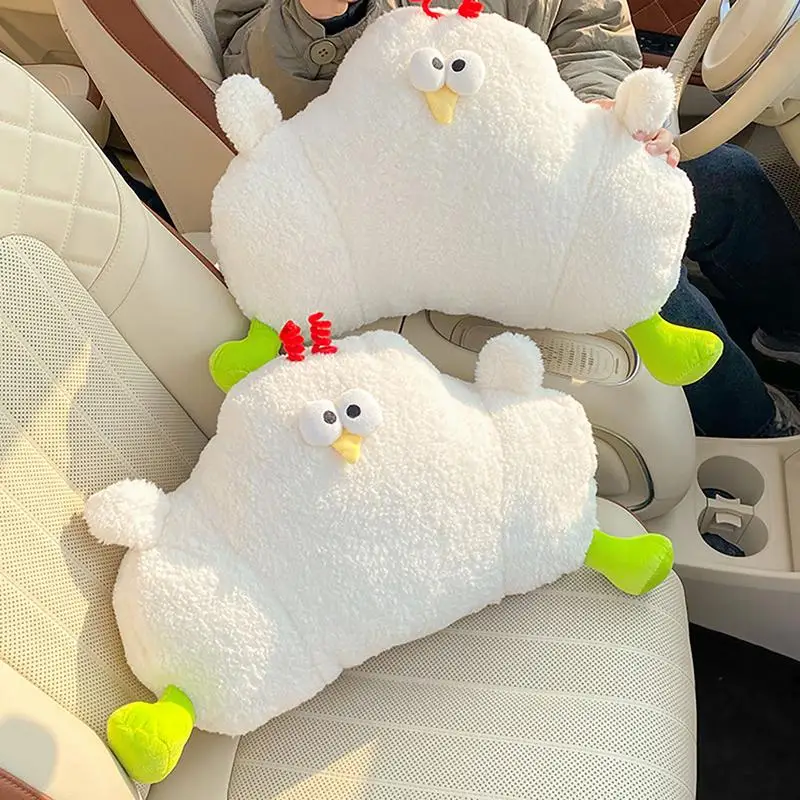 차량용 부드러운 여행용 허리 베개, 팽창식 목 베개, 닭 부드러운 봉제 요추 쿠션, 목 베개, 허리 베개