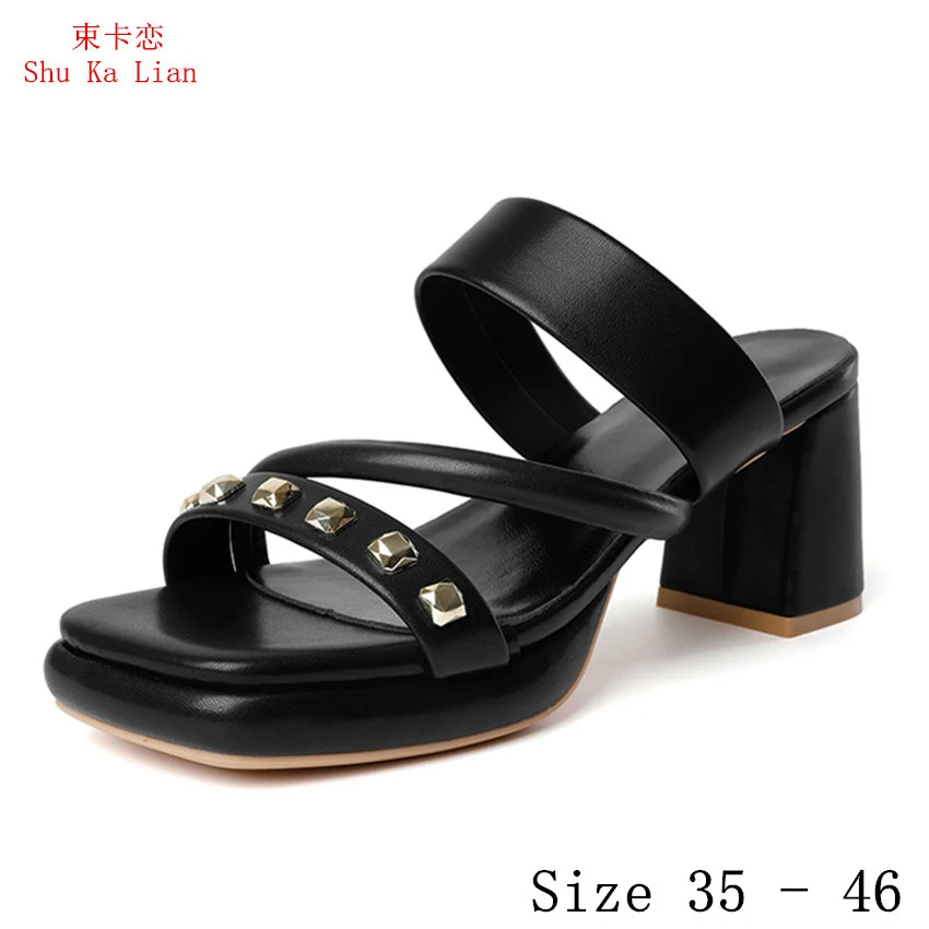 

Women High Heels Platform Gladiator Sandals Woman High Square Heel Party Shoes Plus Size 35 - 46