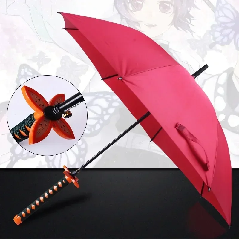 Demon Slayer Katana Umbrella Real Size Japanese Tanjirouu Long Parasol 8 Bones Anime Surrounding Gift Cosplay Prop Life Supplies folding umbrella,automatic umbrella,sun umbrella