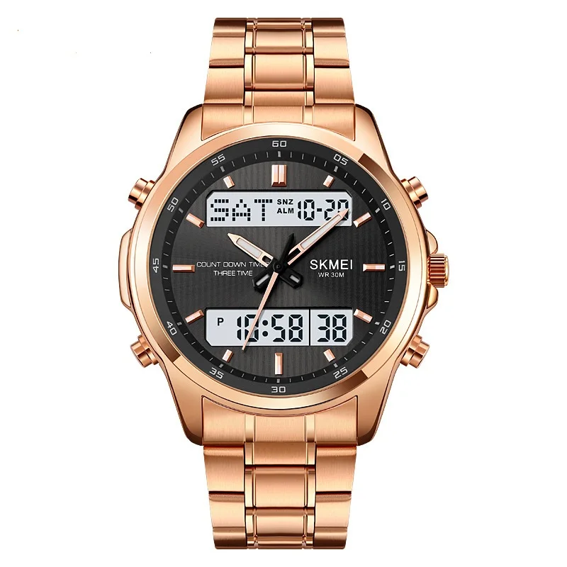 Fashion Luxury 3 Time Zone Digital Quartz Wristwatches Mens Back Light Sport Watch Waterproof Alarm Clock Male Wrist Watch