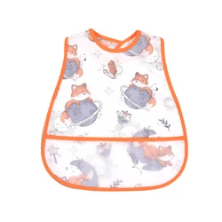 Cartoon Pattern Waterproof Adjustable Baby Bib and Kids Apron (Space Fox)