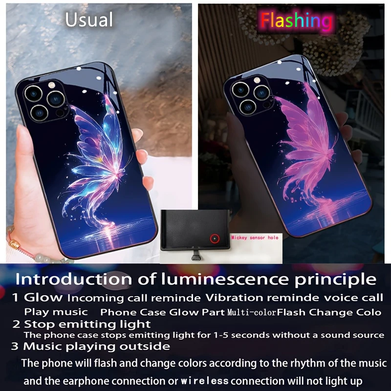 Glow Shine Butterfly LED Phone Case with Flash Cover
