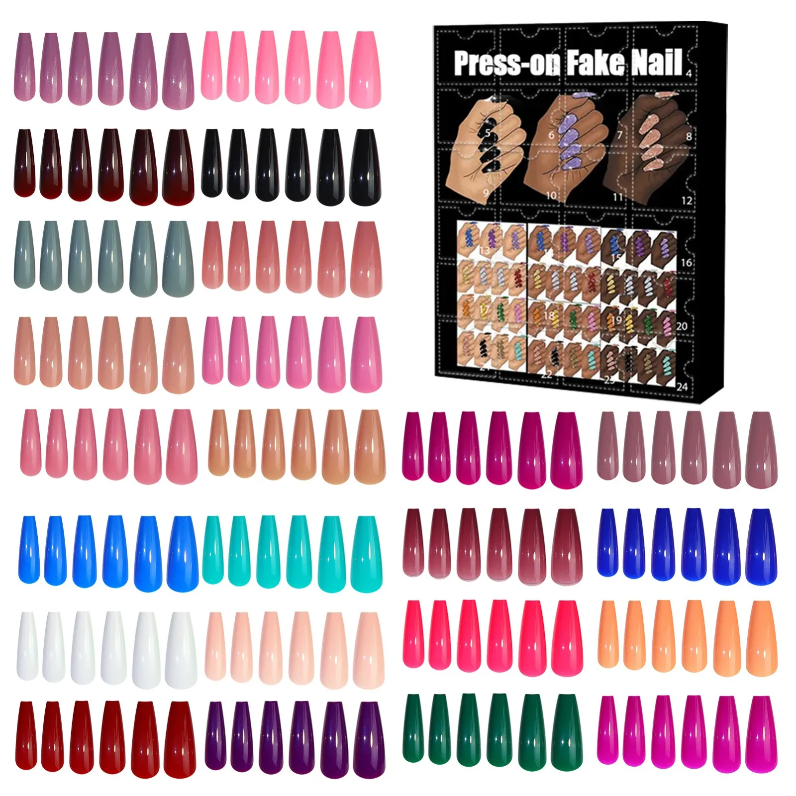 Christmas Holiday Advent Calendar Advent Calendar Collectible Press-On Fake Nail 12 Pairs Are In It 20ml