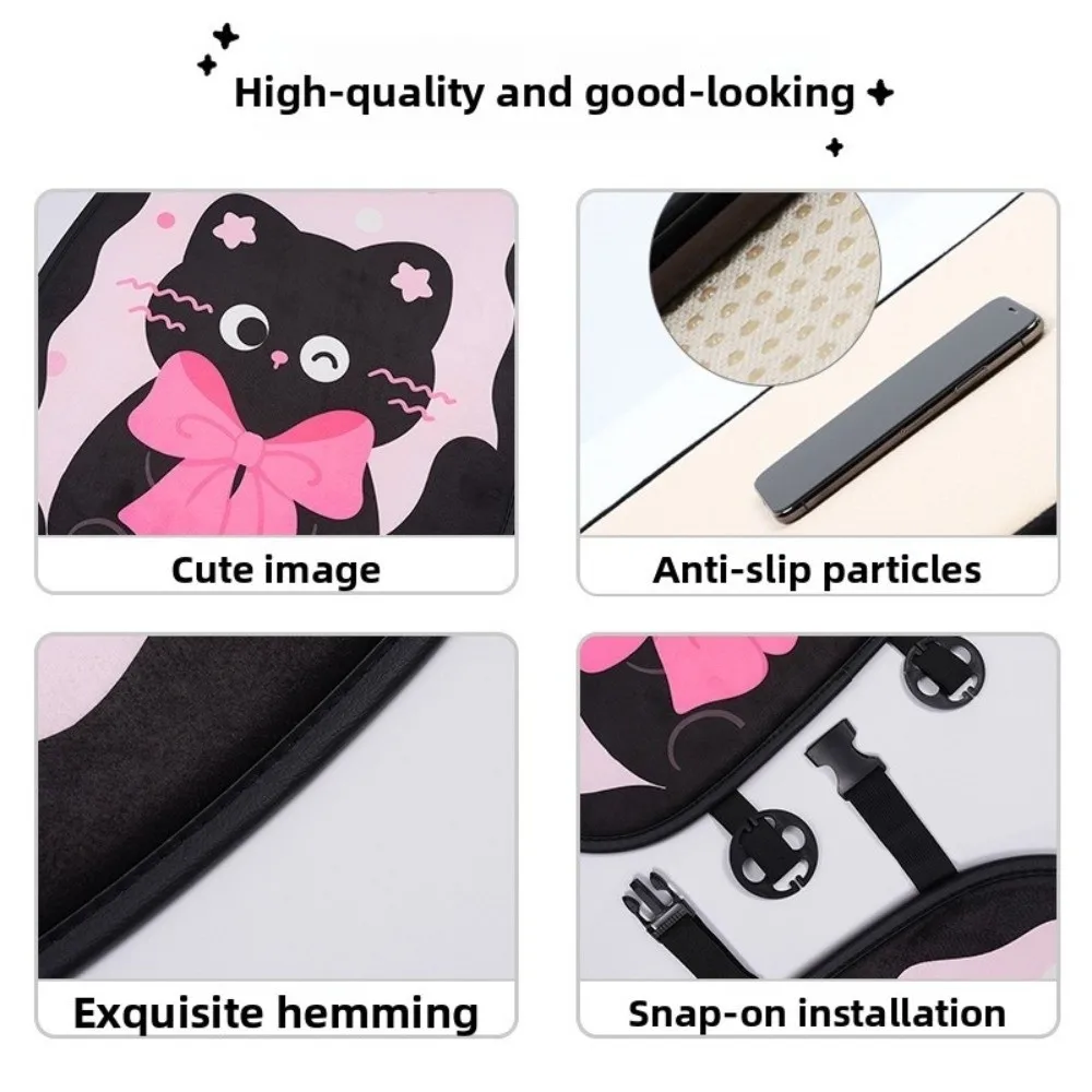 Adorable Cartoon Cat Plush Car Seat Cushion - Breathable, Non-Slip Backrest