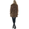 Women Autumn Winter Leopard Print Faux Fur Coat Long Sleeve Turn-down Collar New Fashion Outerwear Pocket Loose Thicken Overcoat 2