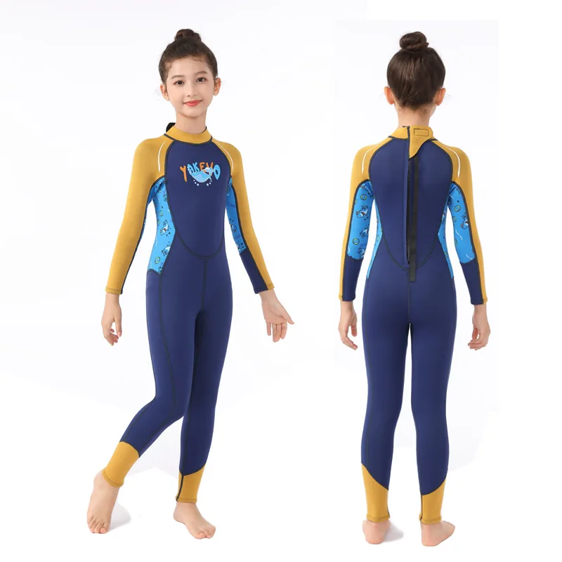 Children's 2.5mm Neoprene Wetsuit Boys Swimming Surfing Snorkeling Suit Warm Long Sleeves Swimsuit Girls One Piece Swimwear 6
