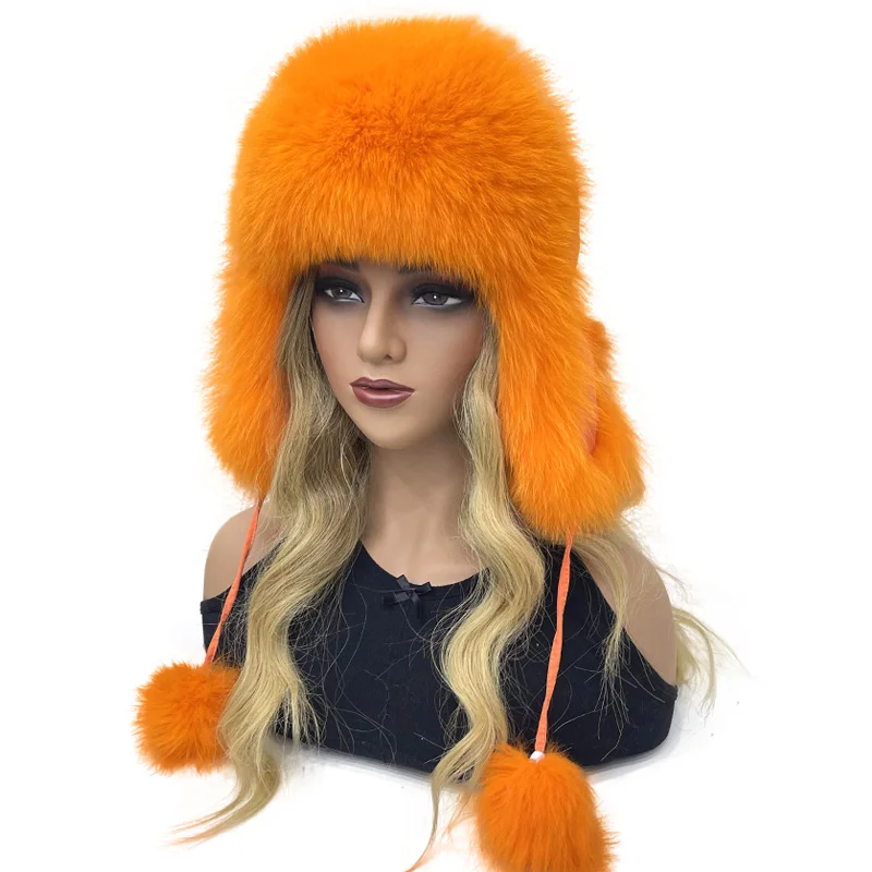 New Fur Hats Woman Trapper Cap Aviator Trooper Earflap Winter