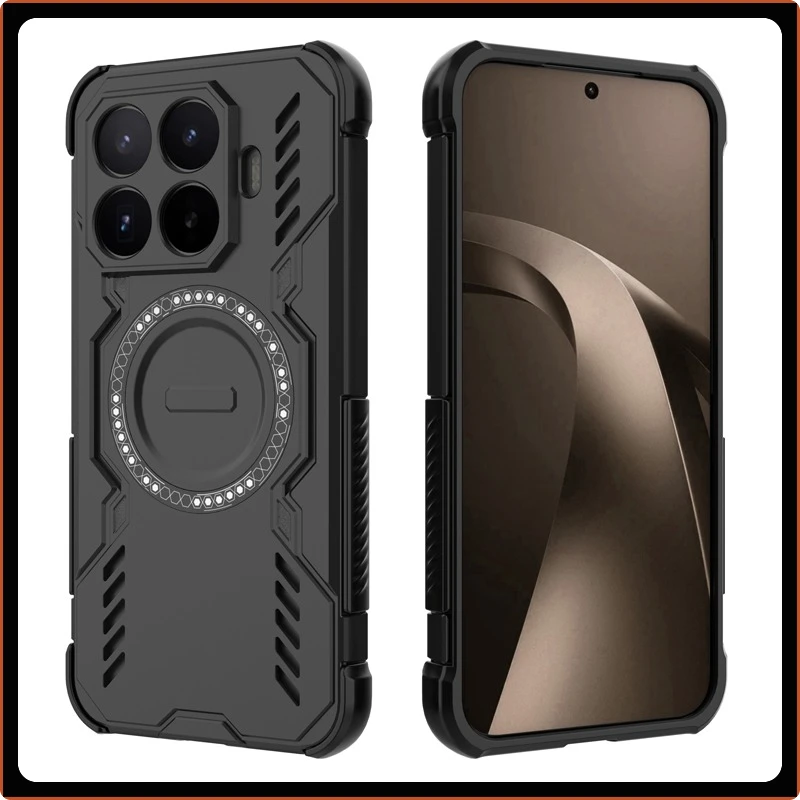 Magnetic Wing Shield Phone Armor Case - Hard PC + Soft TPU, Wireless Charging Compatible