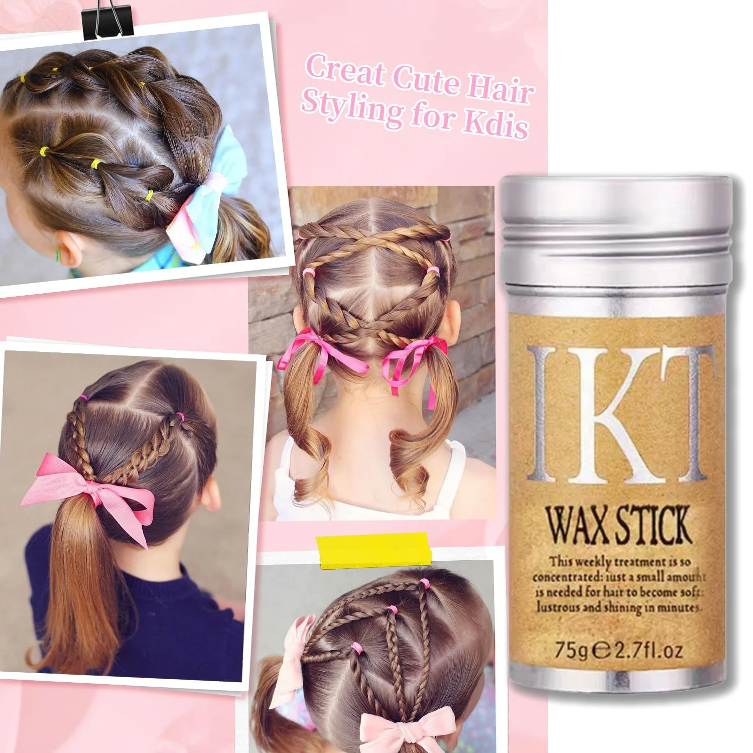 Hair Wax Stick for kids flyaways hair Hair Styling Waxes Dance Accessories Slick Stick for Women Teen Girls Gel Tamer Bun Maker 4