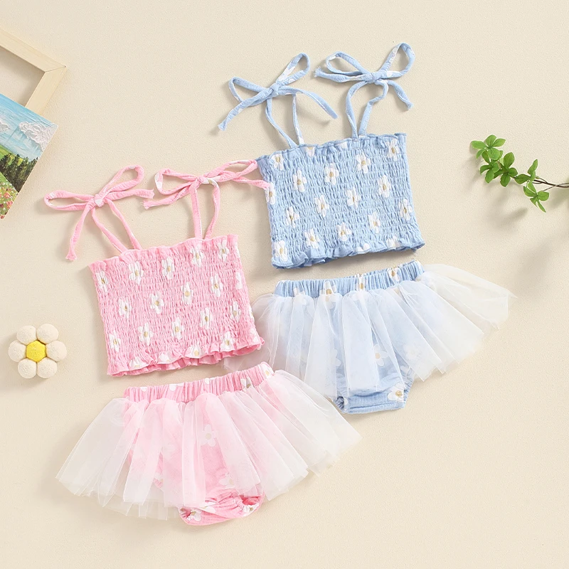Summer Arrival Baby Girls Color Patchwork Flowers Embroidered Short Sleeves bodysuit