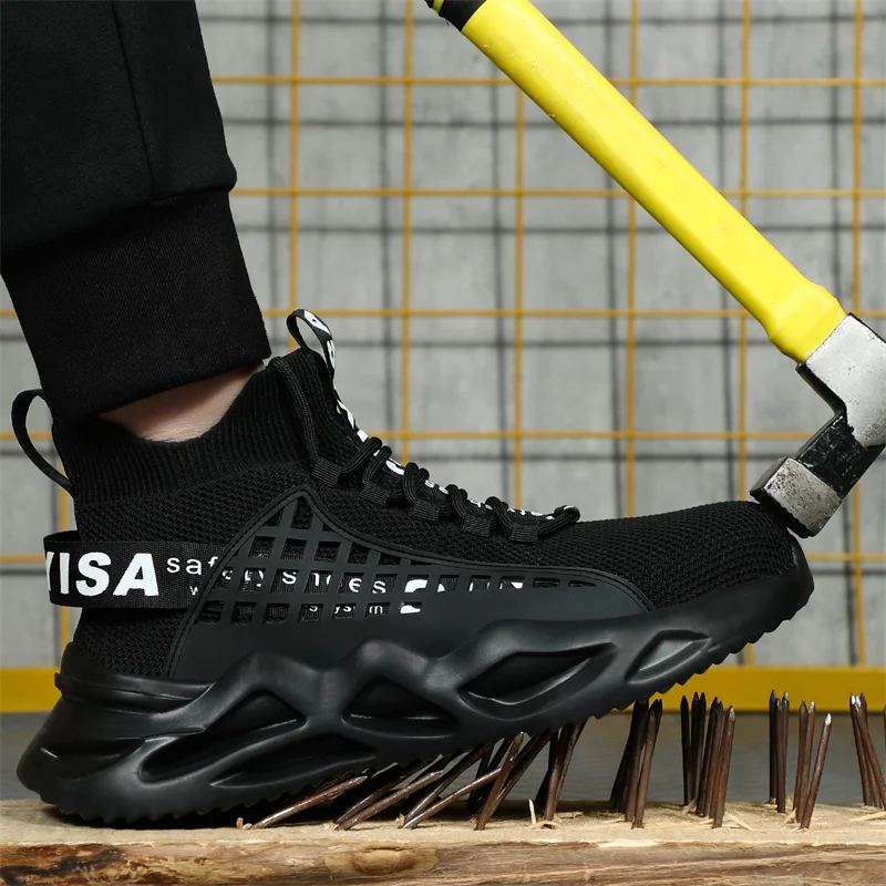 Men\'s Boots Safety Shoes Steel Toe Boots Breathable Puncture-Proof Work Safety Boots Male Footwear Construction Sneakers