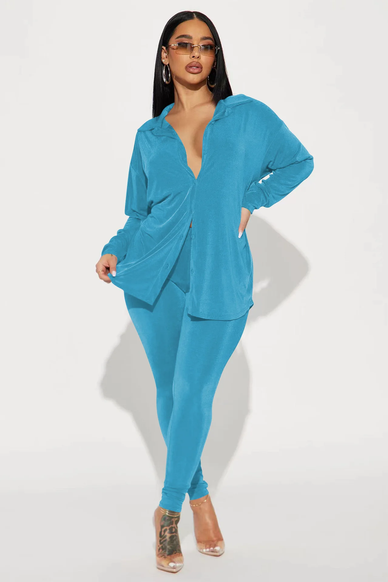 

Осенняя женская блузка, пиджак и брюки-карандаш, комплект из двух предметов, Женская облегающая сексуальная одежда для отдыха, зимний комплект одежды