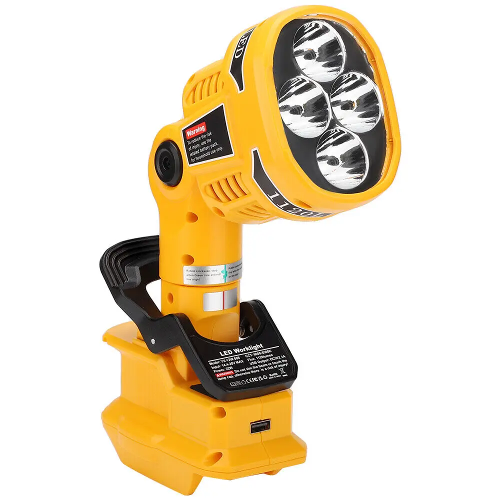 For Dewalt 20V Li-ion Battery Cordless LED Work Light 1120LM Flashlight Portable