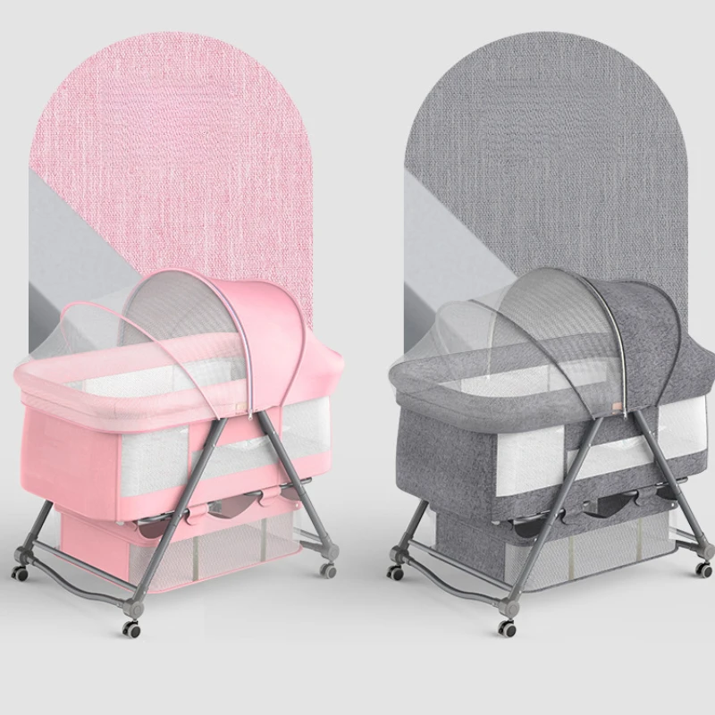 Portable Movable Crib Foldable Adjustable Splicing Big Bed Baby Cradle Bed Multifunctional Children's Corralitos Para Bebes