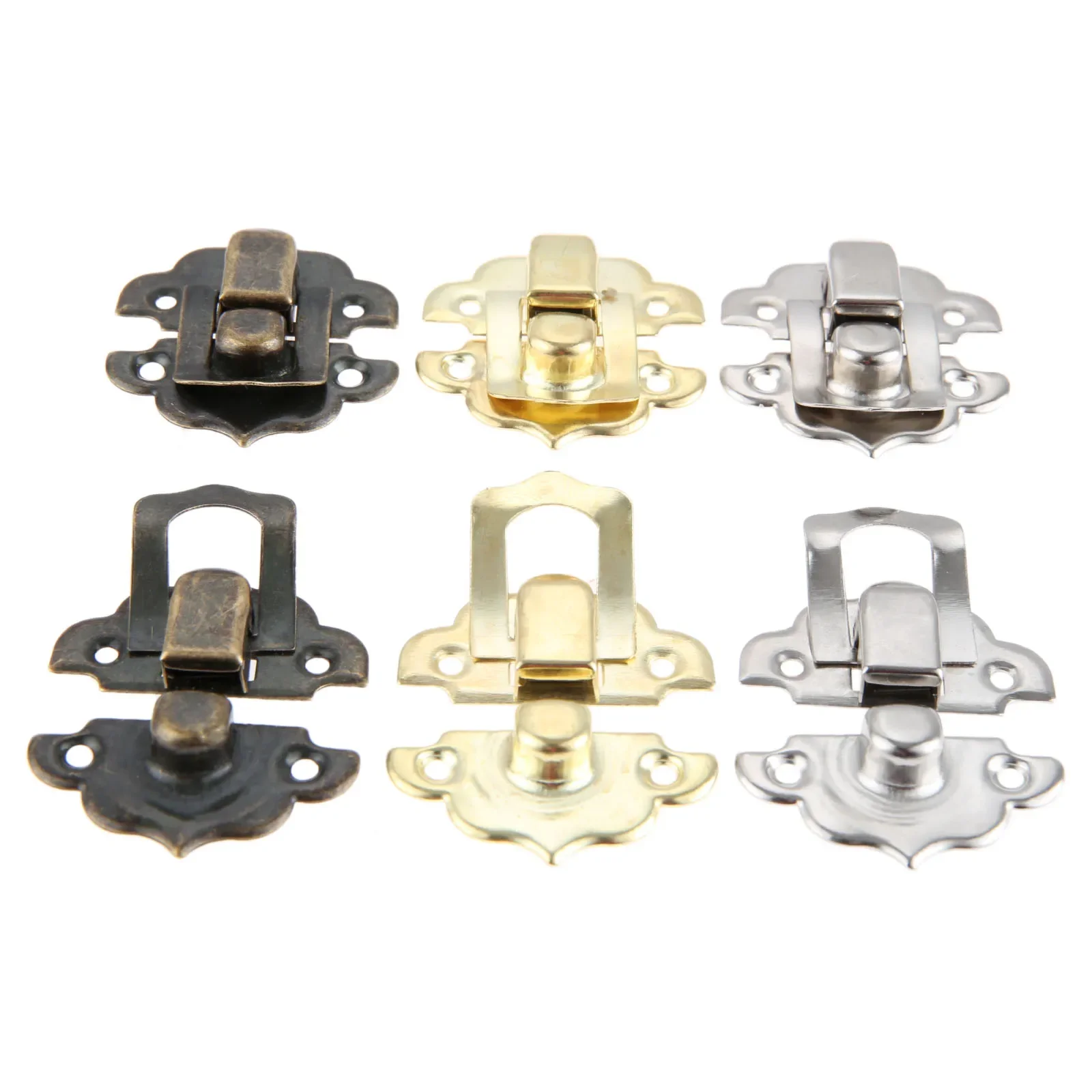 Antique Jewelry Box Padlock Hasp Locked Wooden Wine Gift Box Handbag Buckle Hardware Accessories with Screws DRELD 10Pcs 30*30mm