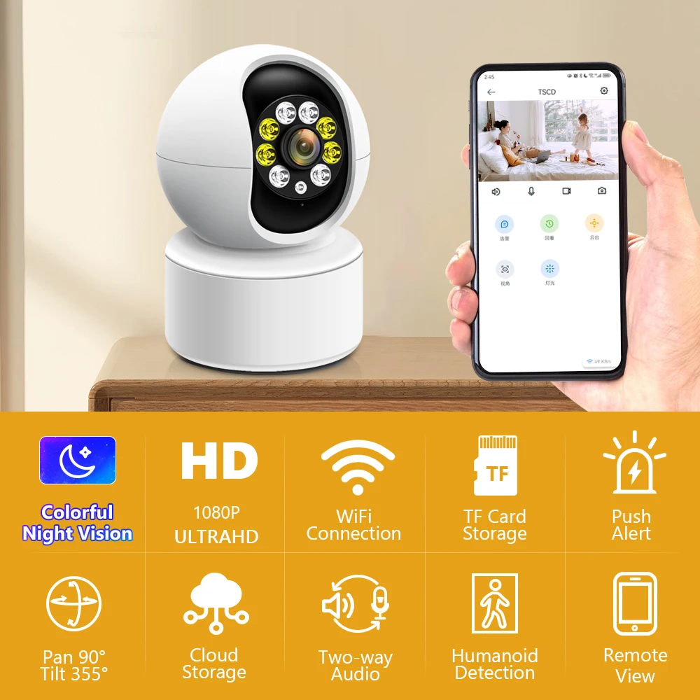 Movols 1080P PTZ IP Camera Two-way Audio WIFI Wireless Security Surveillance Cam
