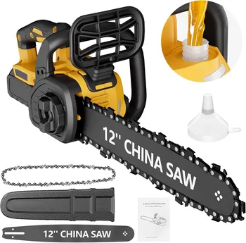12" Cordless Chainsaw Handheld Garden Electric Chain Saw for Tree Branch Wood Cutting for DeWalt 20v Battery 1