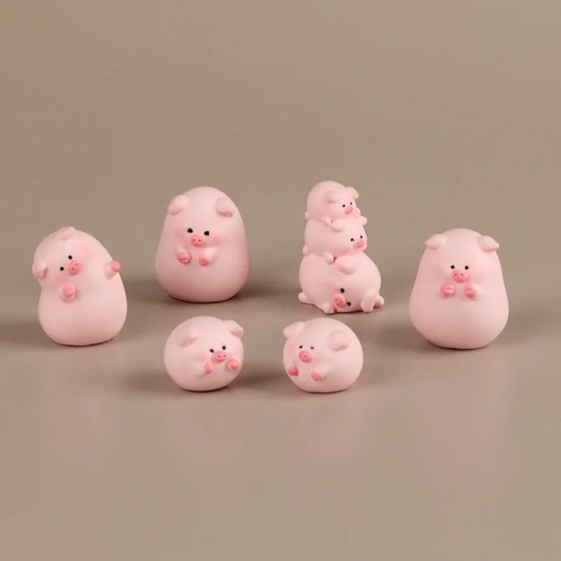 Cute Mini Piggy Ornament Cartoon Pig Figurine Micro Landscape Car Interior Home Desktop Decoration home decor