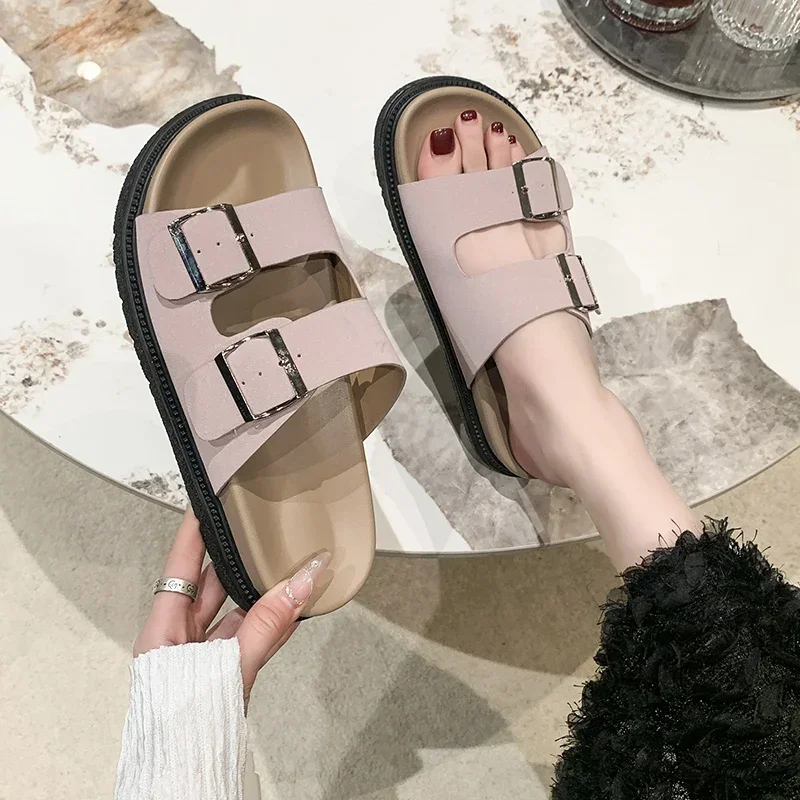 

Summer New Flats Slippers Shoes Women Beach Open Toe Sandals Shoes Fad 2024 Brand Casual Flip Flops Walking Slides Femme Zapatos