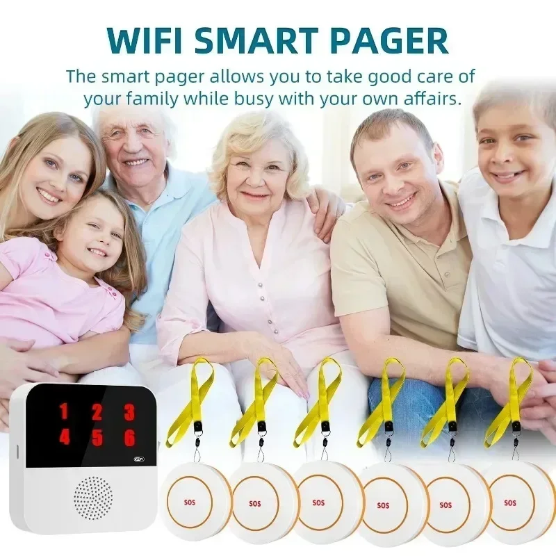 Tuya Seniors WIFI Button Wireless Caregiver Pager Elderly SOS Alarm Senior Elderly Emergency Alarm For Patients At Home
