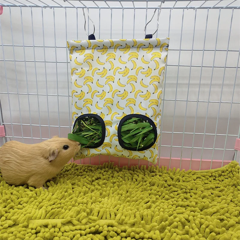 2/3 Holes Hanging Hay Bag Bunny Guinea Pigs Small Animal Feeder Rabbit Food Dispensers Bag Cage Accessories Pet Feeding hay bag rabbit hay feeder pet food feeder small pet cage accessories