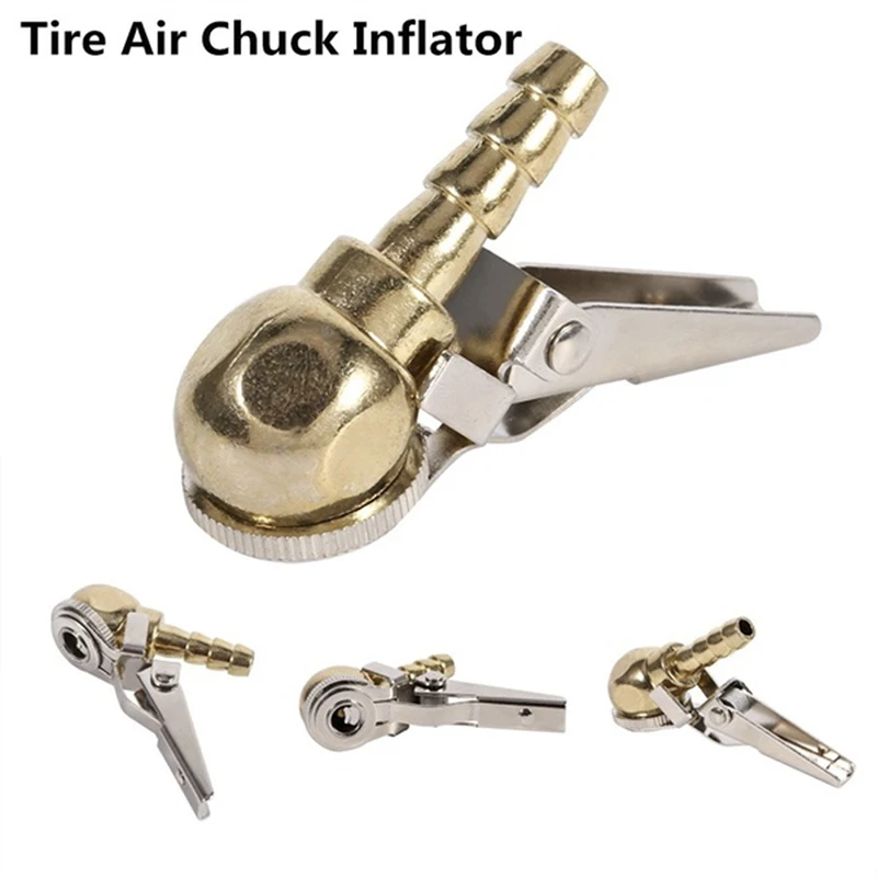 1PC Clip-On Tire Air Chuck Inflator with Valve Stem for Car Tire Repair Tools Universal Zinc Alloy Golden Silver High Strength