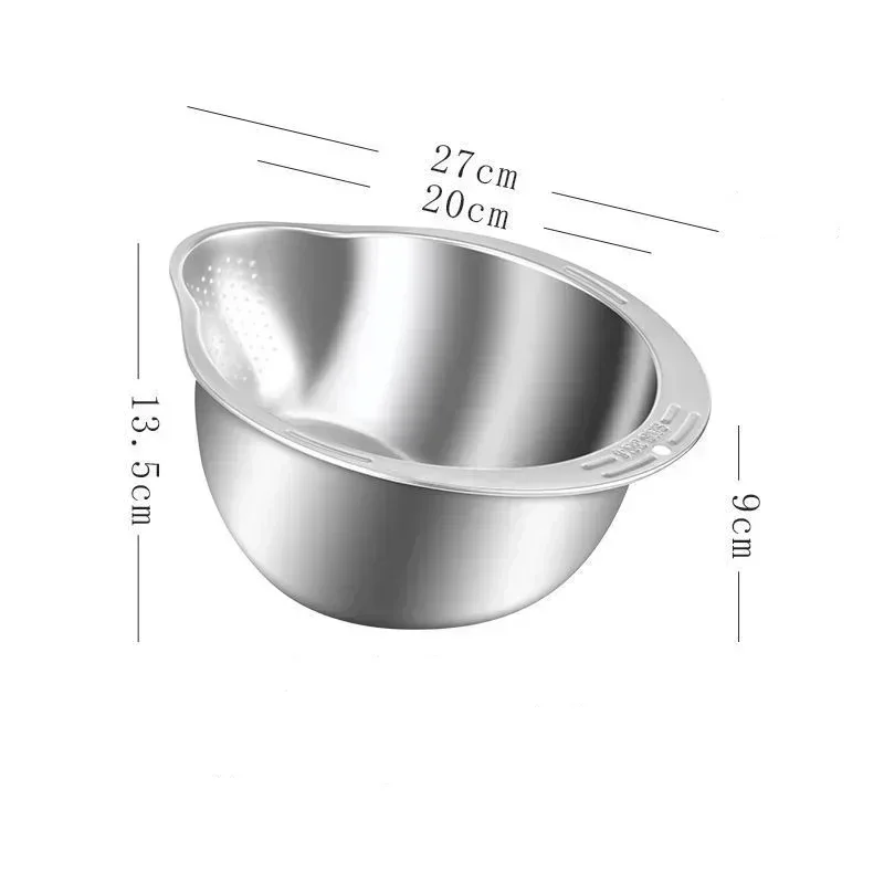 Colino In Acciaio Inox Con Ciotola - Colino In Acciaio Inox Per Risciacquare Verdure O Insalata Frutta Tagliatelle Riso Impilabile26 Cm 71767809