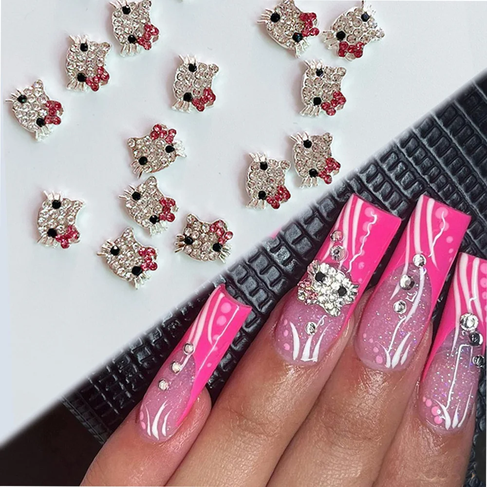 

20pcs Kawaii Cat Nail Art Charm 3D Cute Kitten Alloy Diamond Nail Jewelry Decoration DIY Cartoon Luxury Nail Accessories